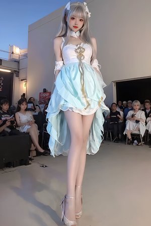 瑤瑤開襟開叉裙鞋子選擇